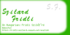 szilard fridli business card